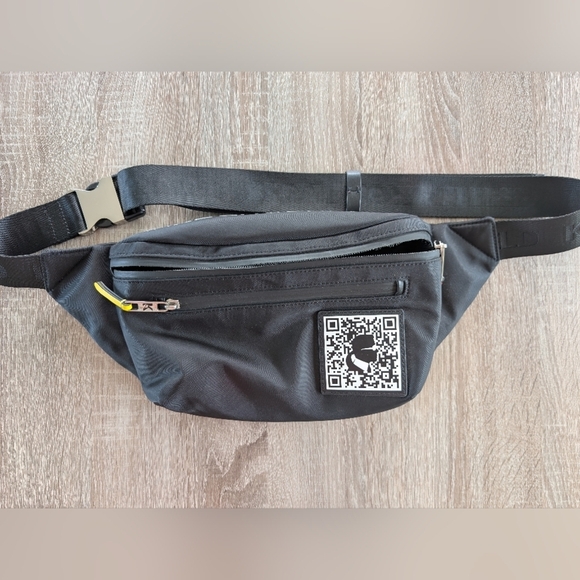 Karl Lagerfeld Black QR Code Fanny Pack Waist Bag Crossbody - Picture 1 of 8